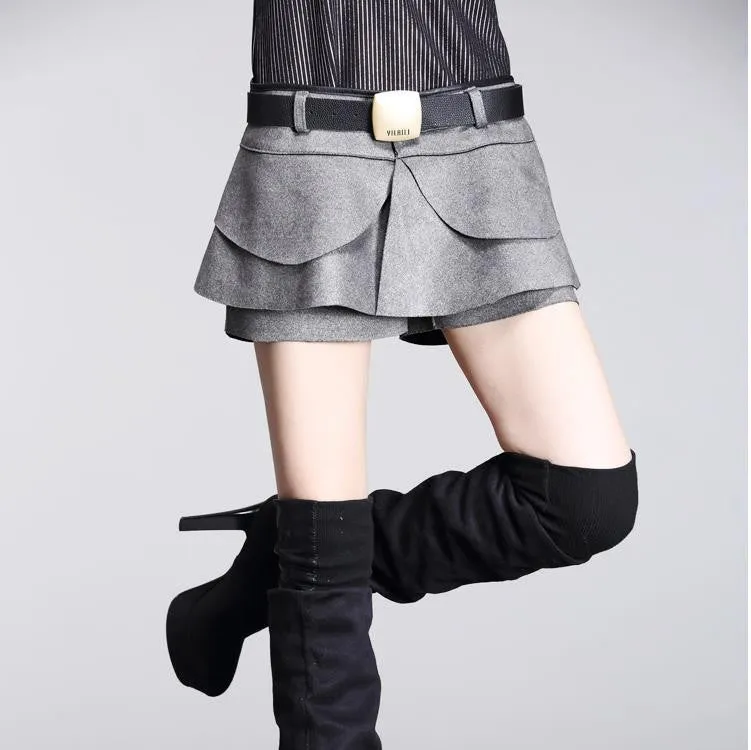 crochet shorts skirts high waist Pleated Solid Shorts Skirts Boots Shorts Suede