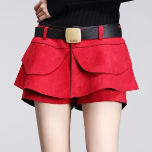 crochet shorts skirts high waist Pleated Solid Shorts Skirts Boots Shorts Suede