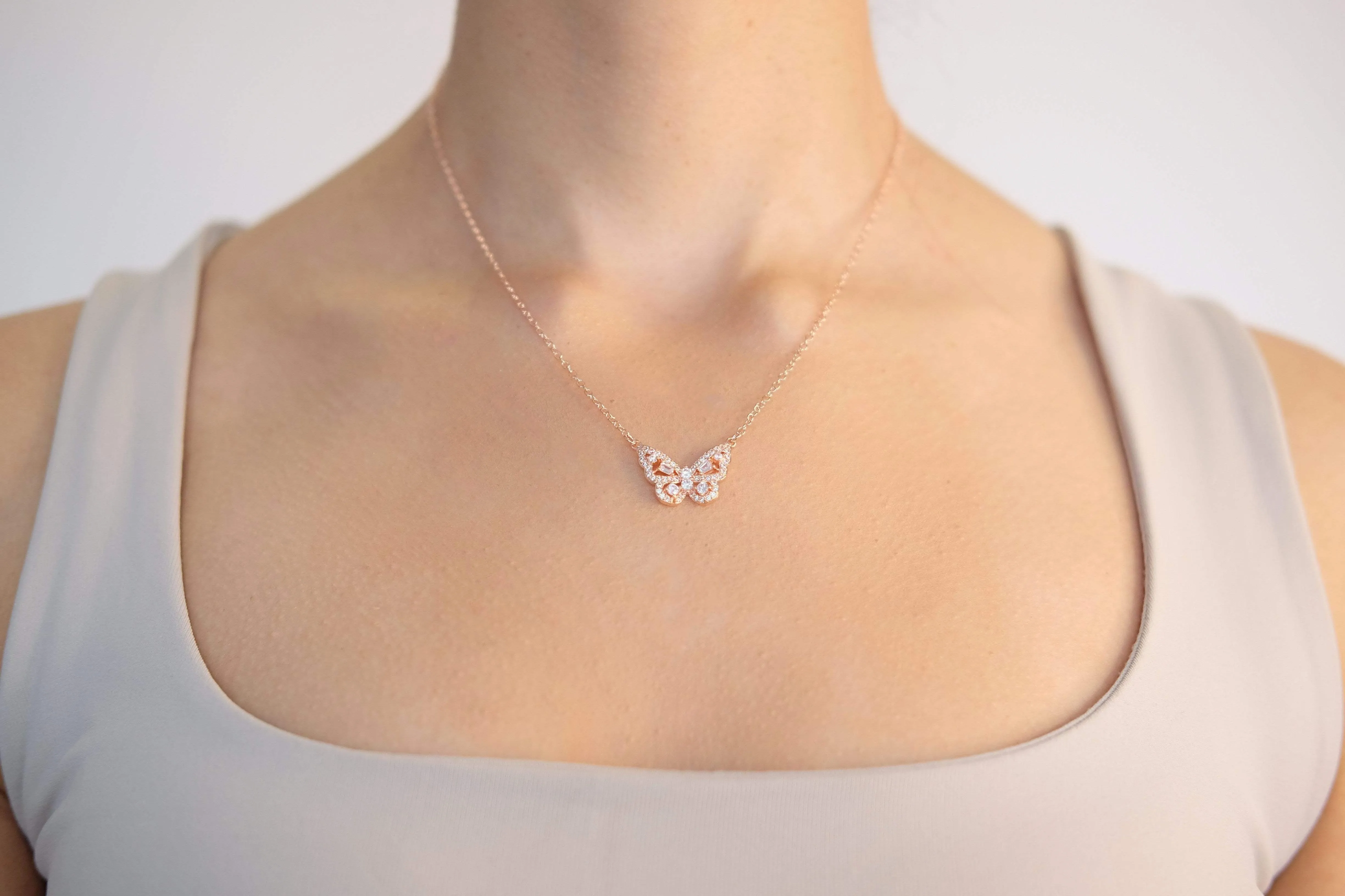 CZ Butterfly Pendant Necklace