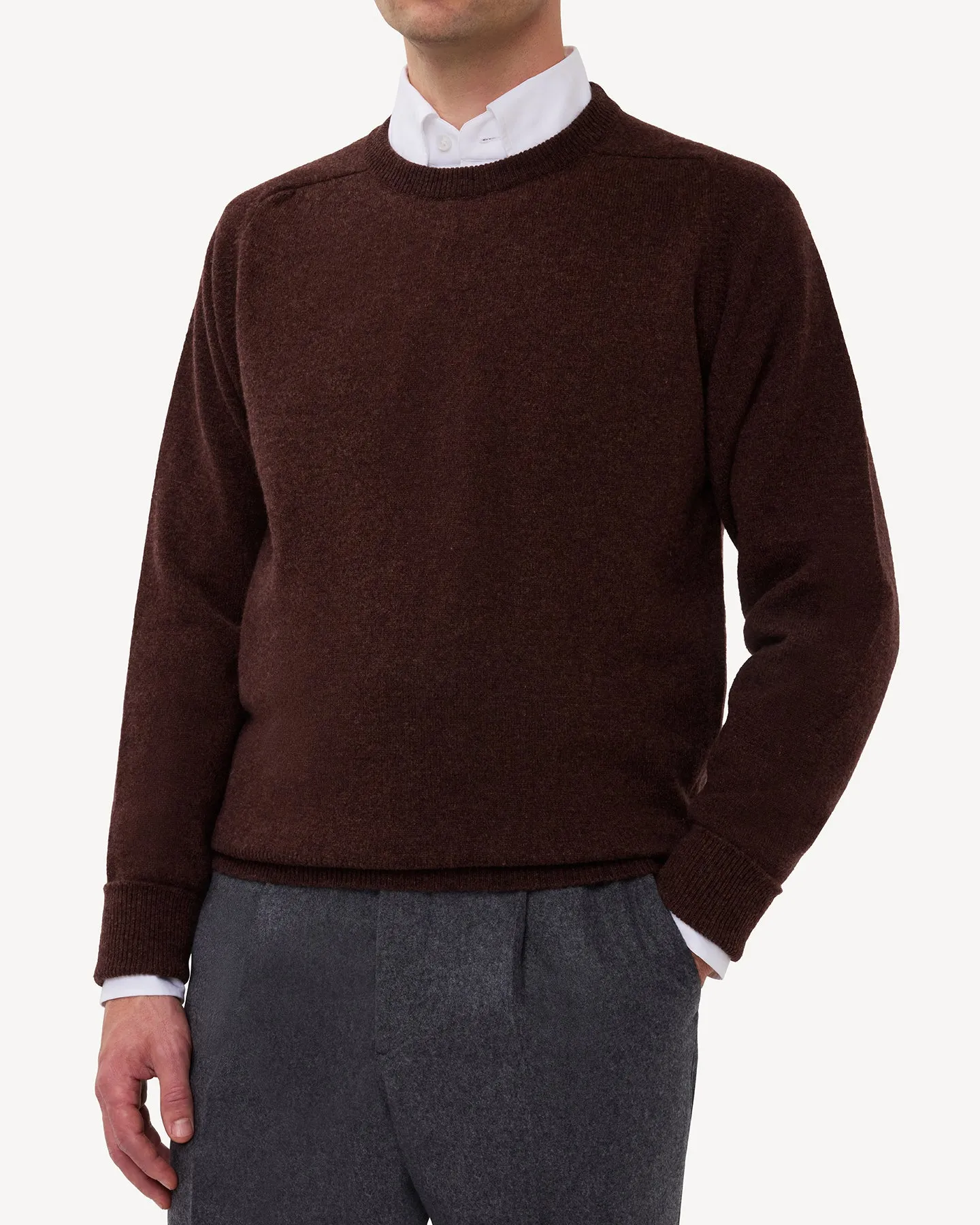 Dark Brown Lambswool Crew Neck