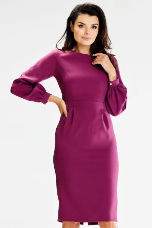 Decorative Pleats Fitted Midi Dress