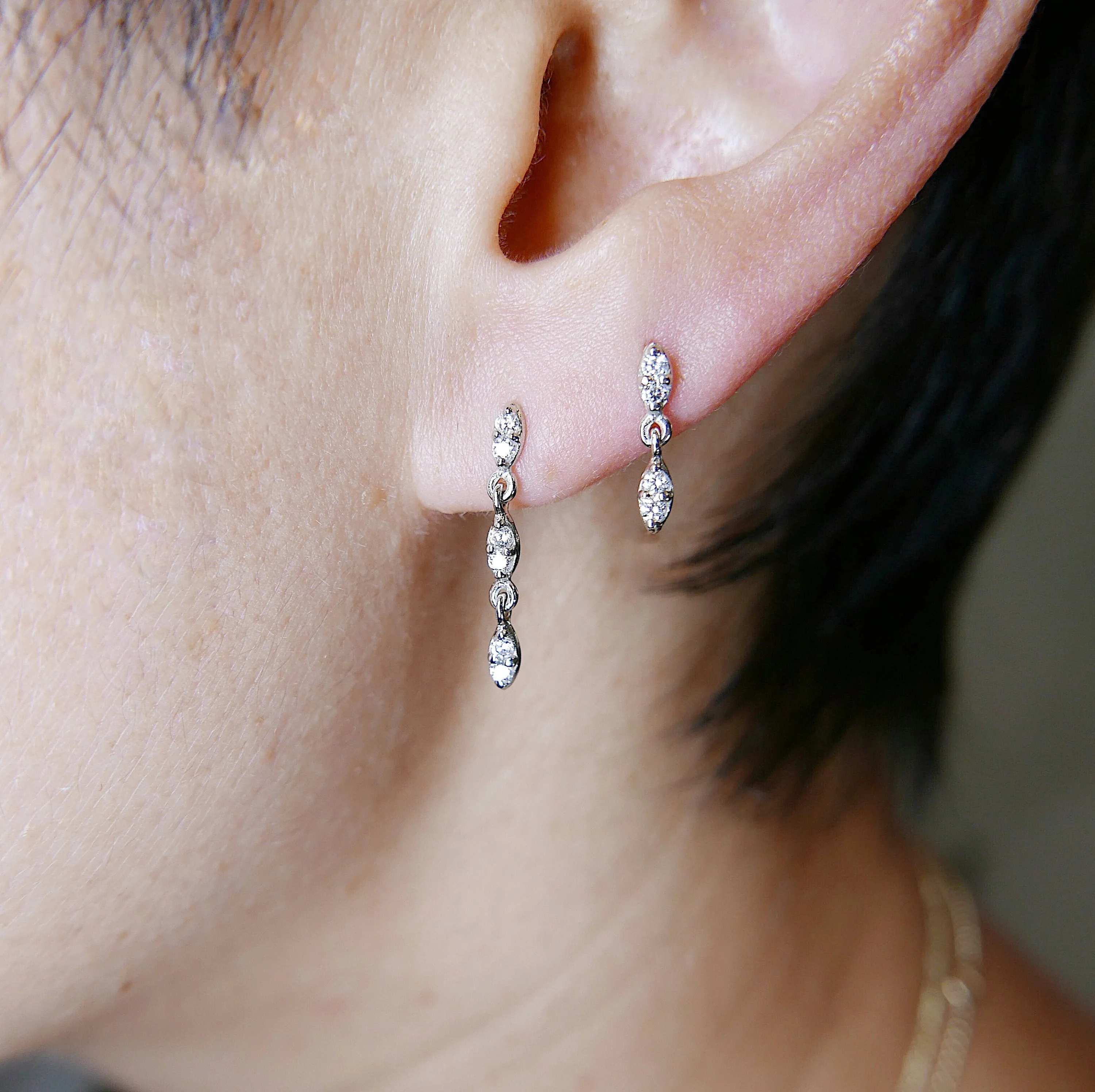 Deja Vu Triple Drop Diamond Earring