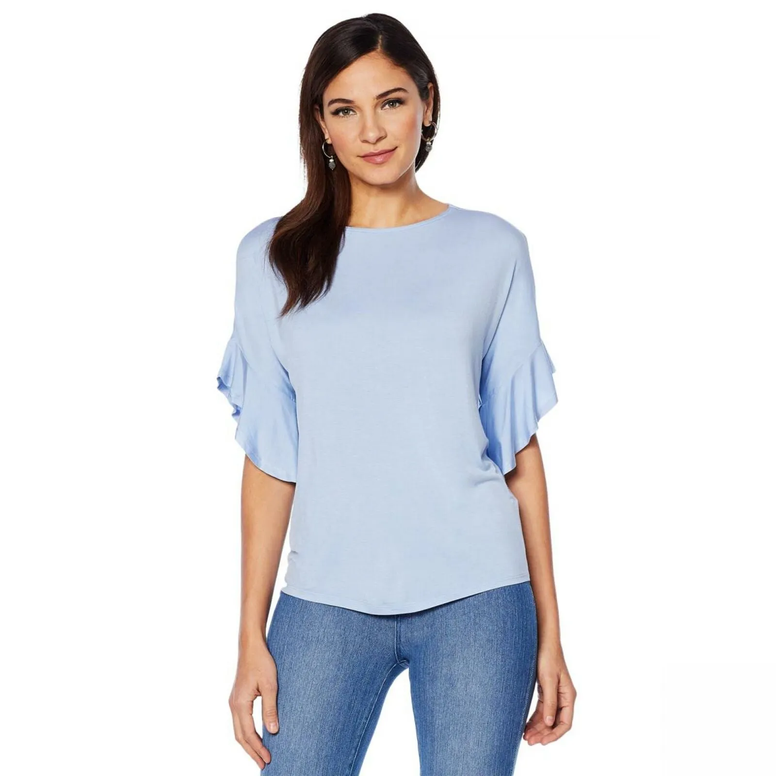 DG2 by Diane Gilman Women's Ruffle Sleeve Dolman Top