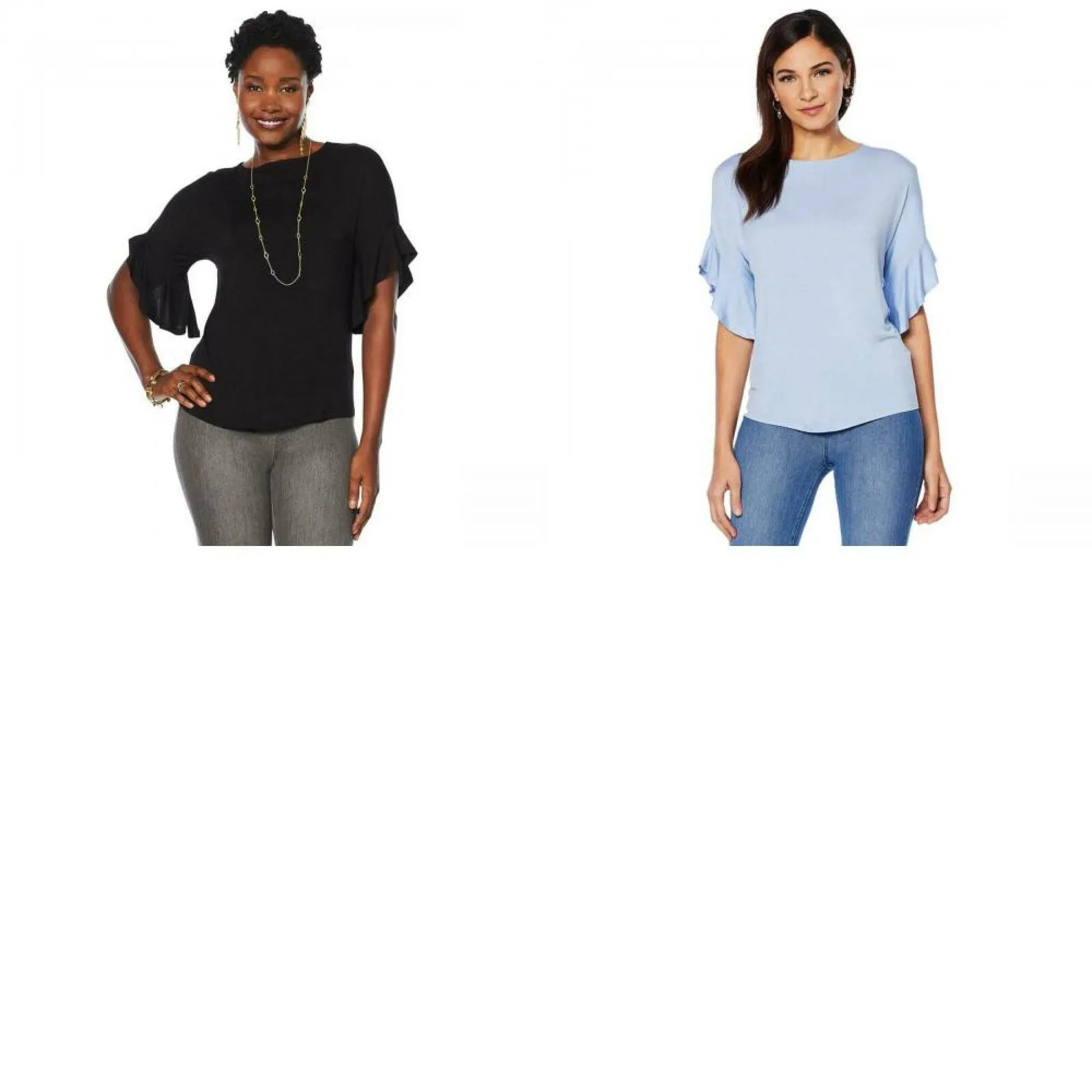 DG2 by Diane Gilman Women's Ruffle Sleeve Dolman Top