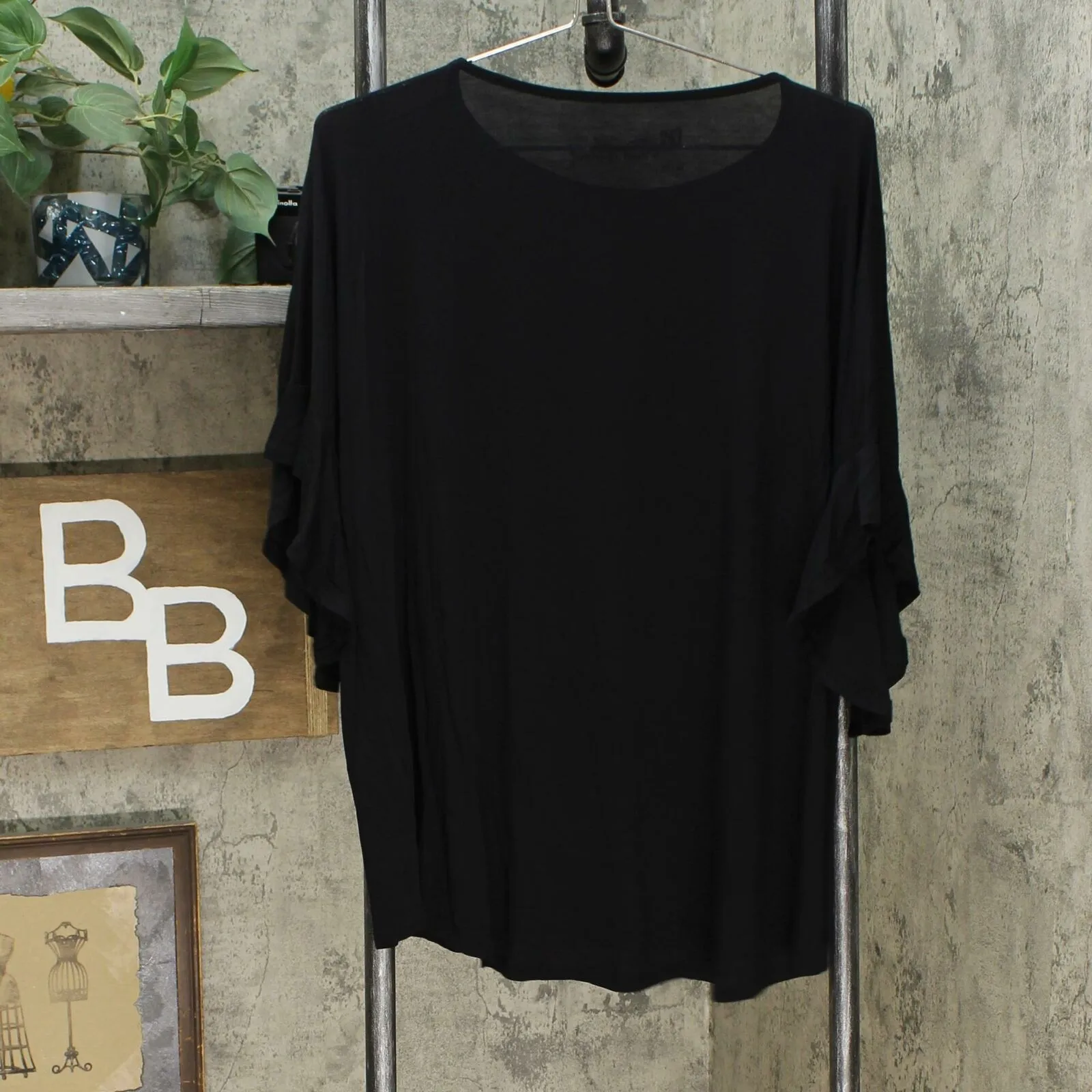 DG2 by Diane Gilman Women's Ruffle Sleeve Dolman Top