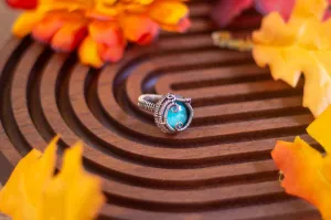 Dichroic Blue Fused Glass and Copper Statement Ring