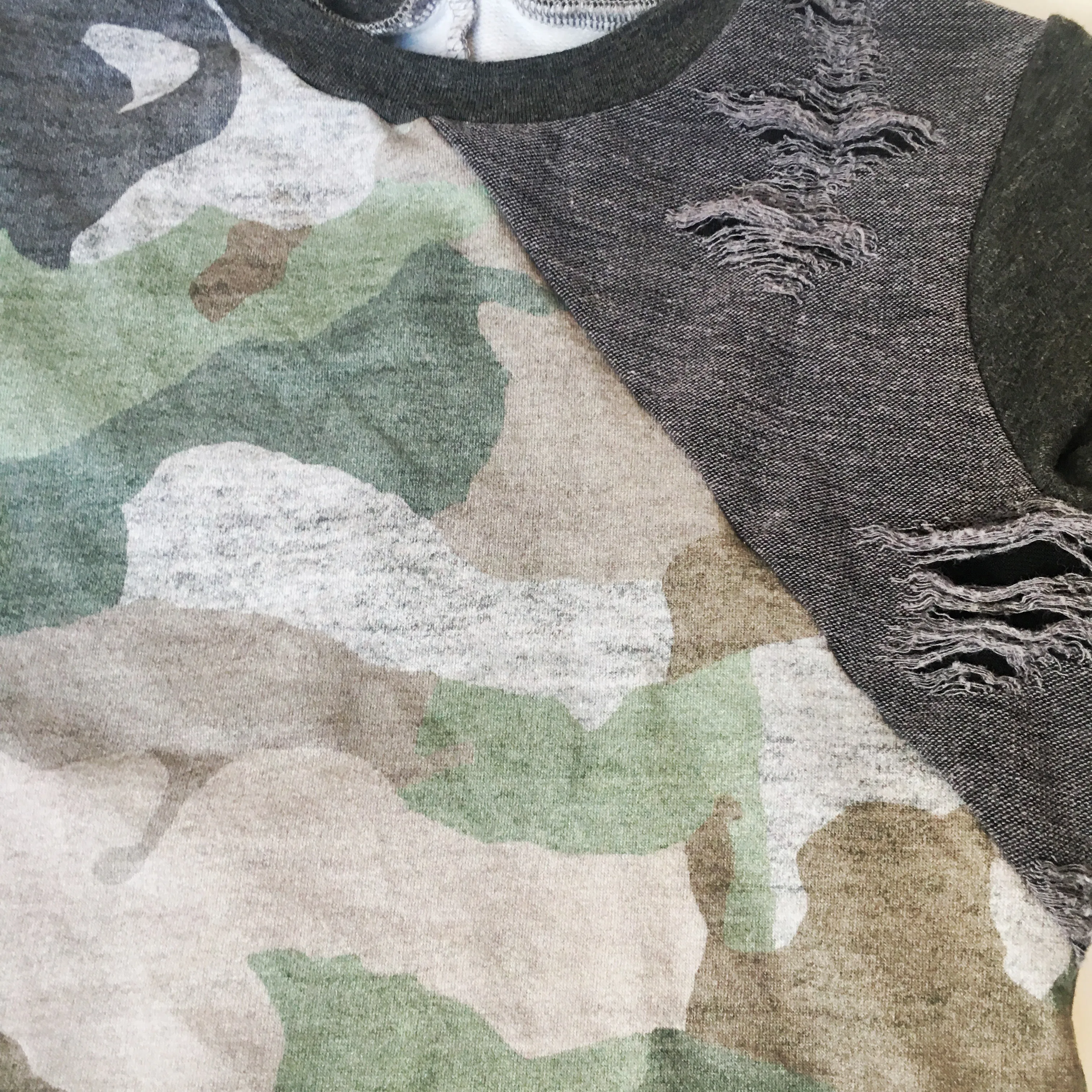 Distressed Camo Raglan