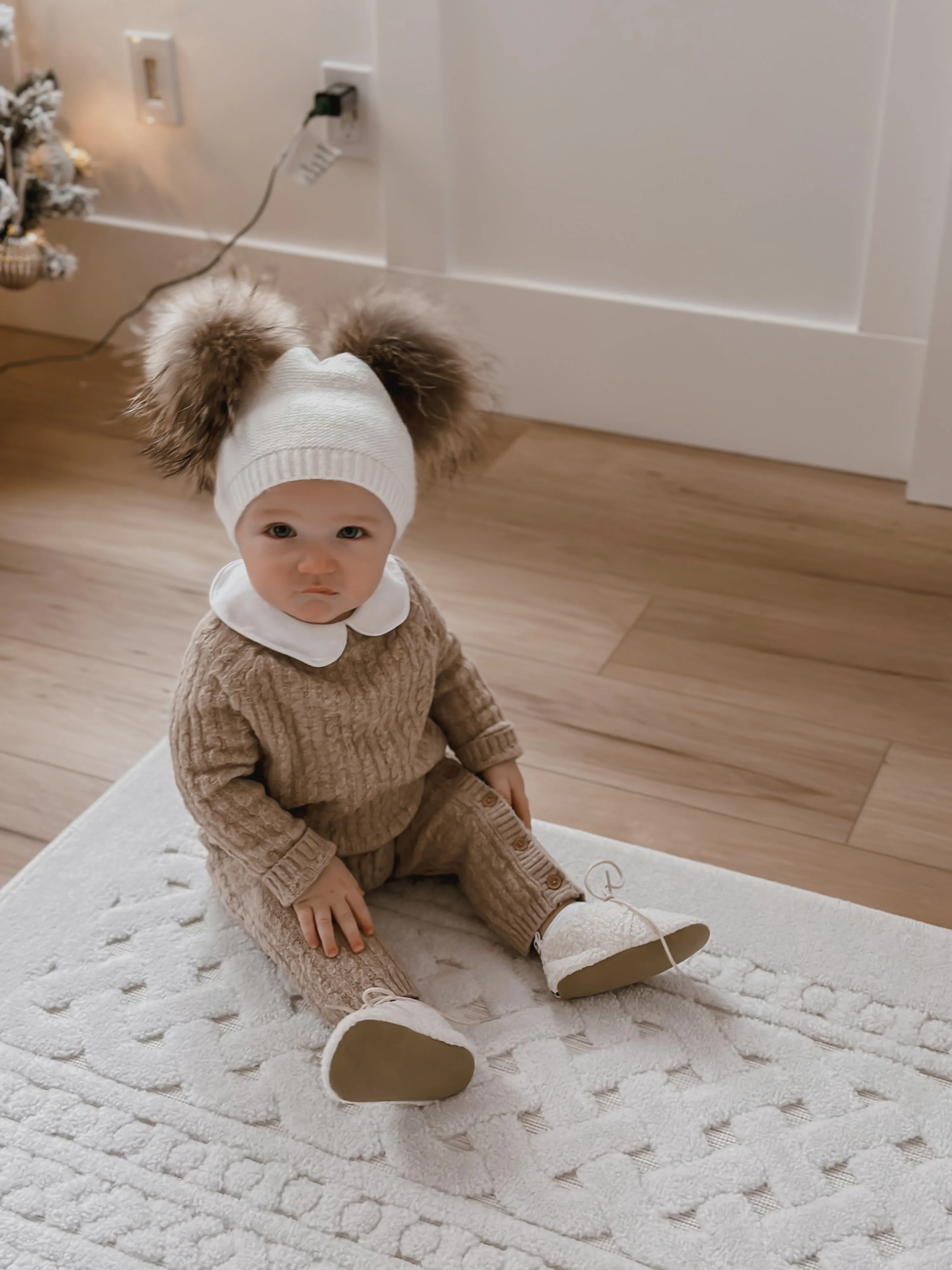 Double Pom Pom Knit Hat