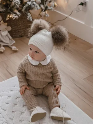 Double Pom Pom Knit Hat