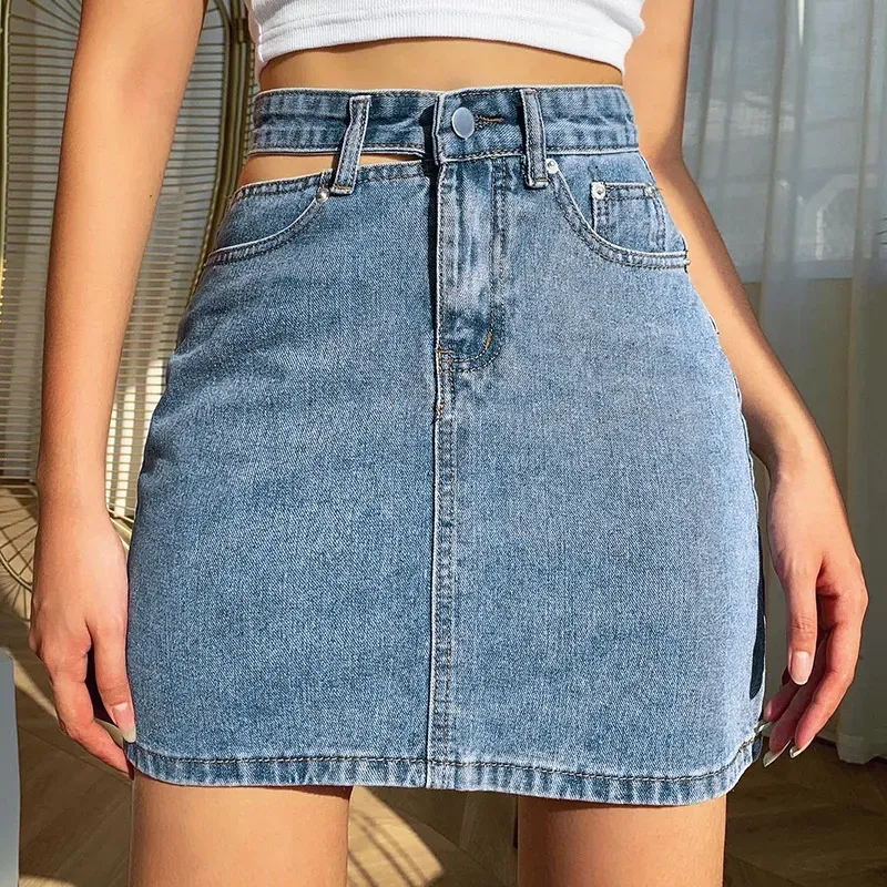 Double Take Cut-Out Denim Mini Skirt