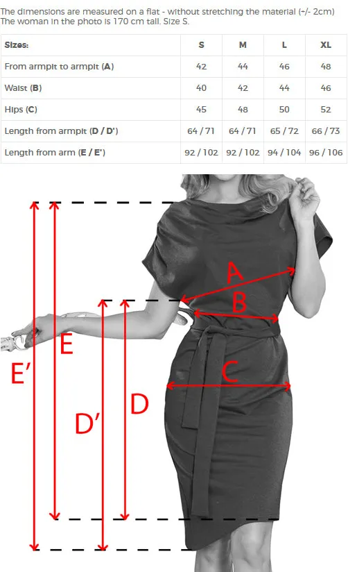 Dress with asymmetrical skirt and belt - burgundy