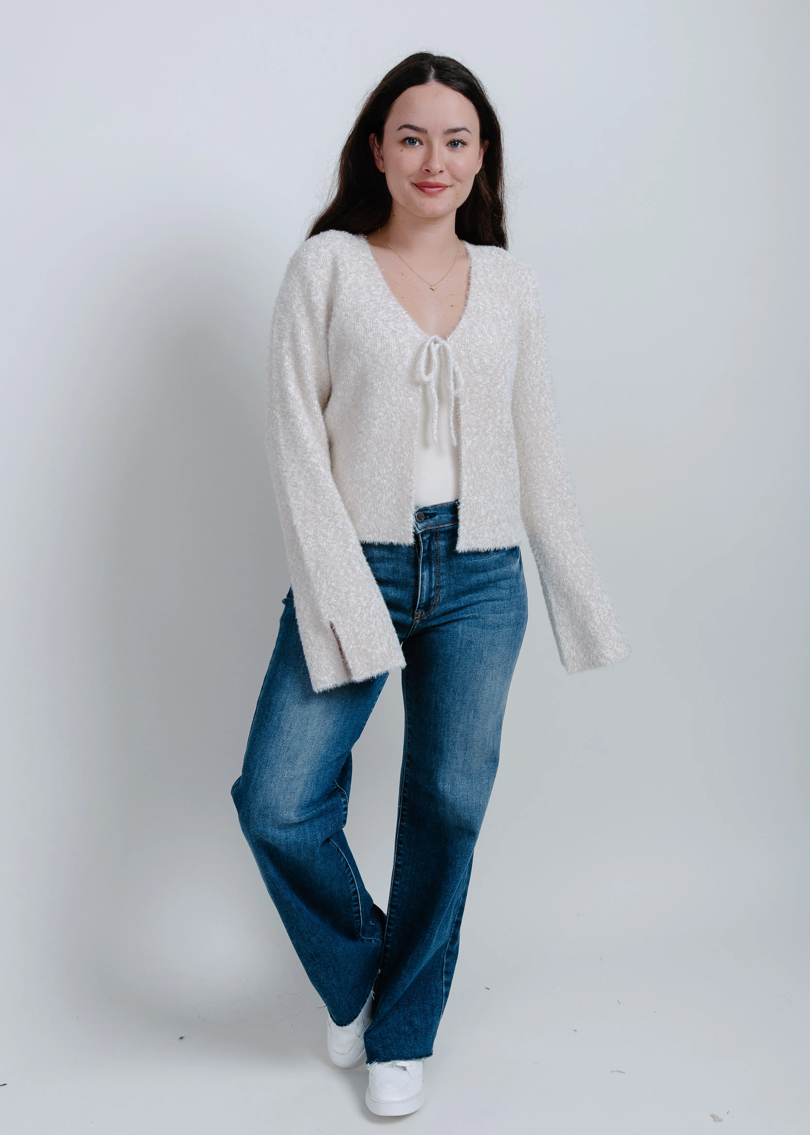 Eden Tie Front Sweater - Cream
