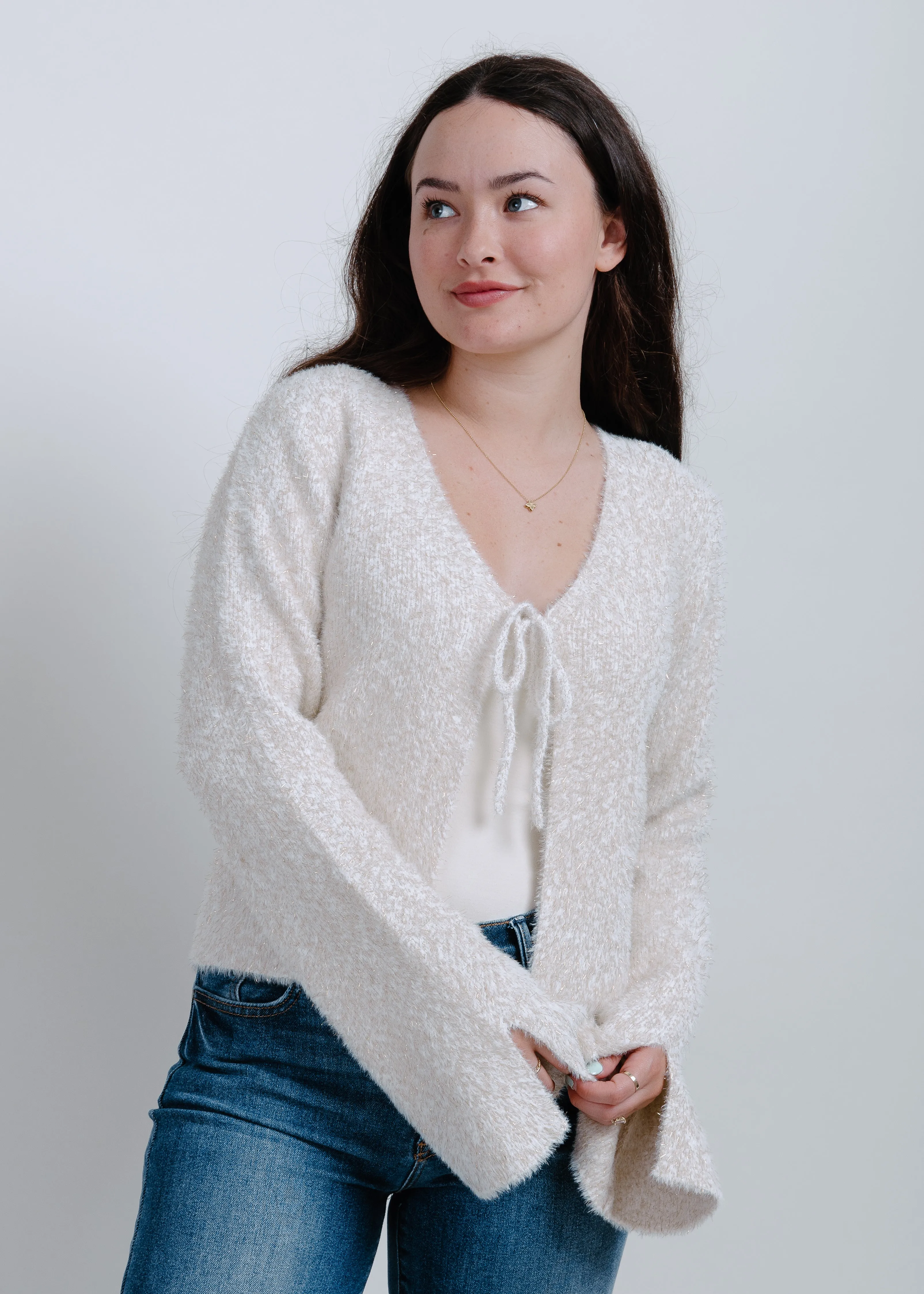 Eden Tie Front Sweater - Cream