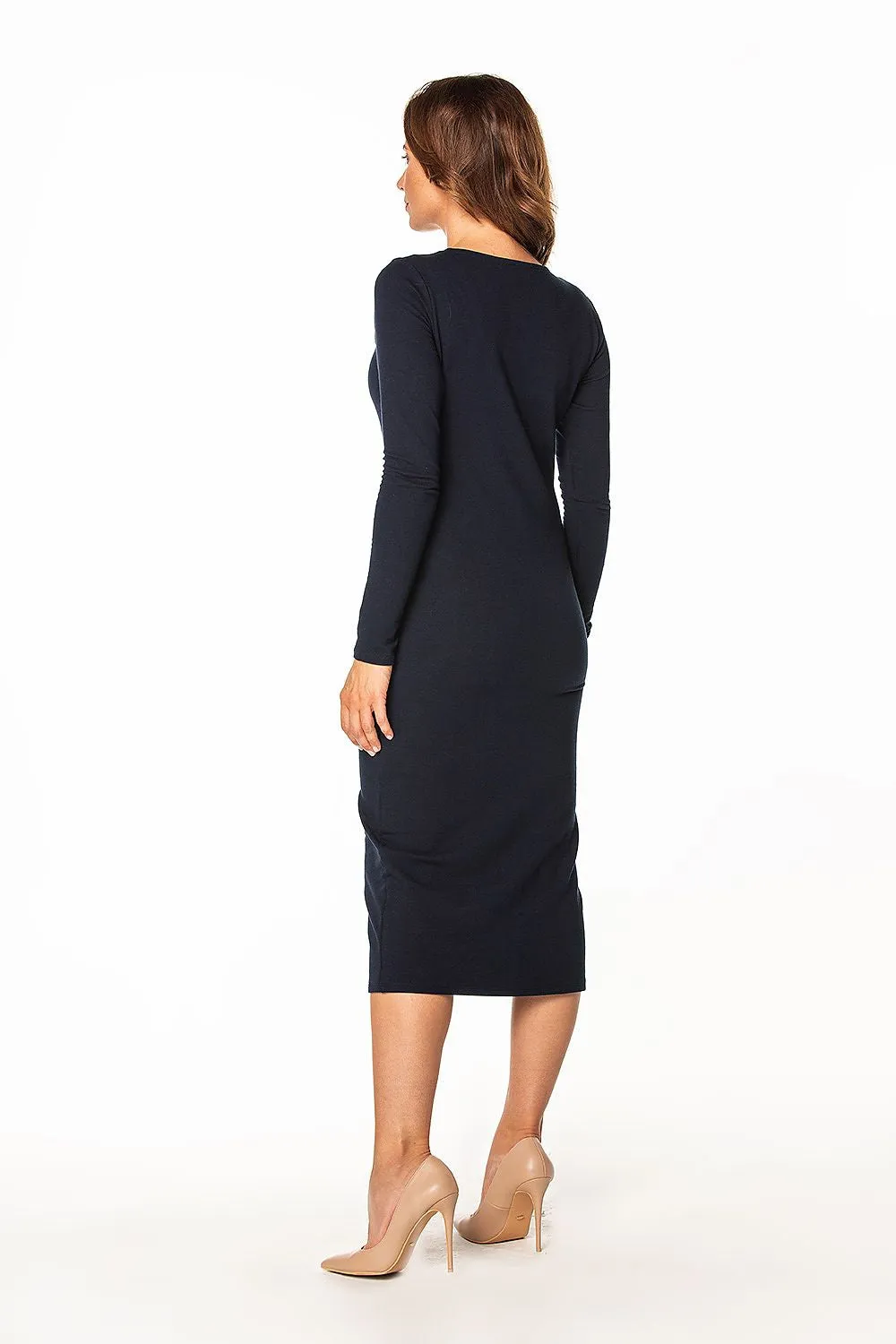 Elegant Boat Neck Fitted Dress