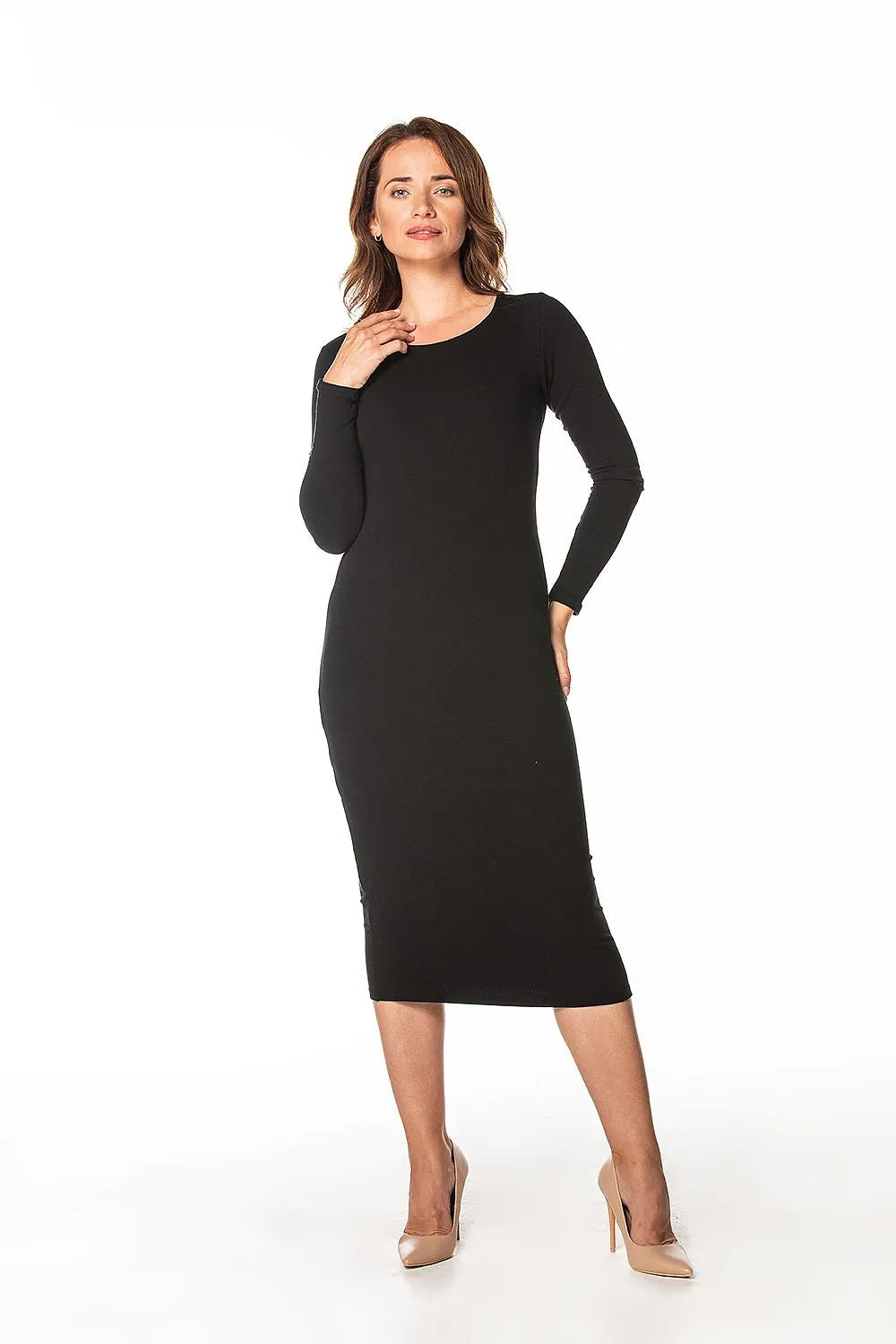 Elegant Fitted Cotton Knit Dress