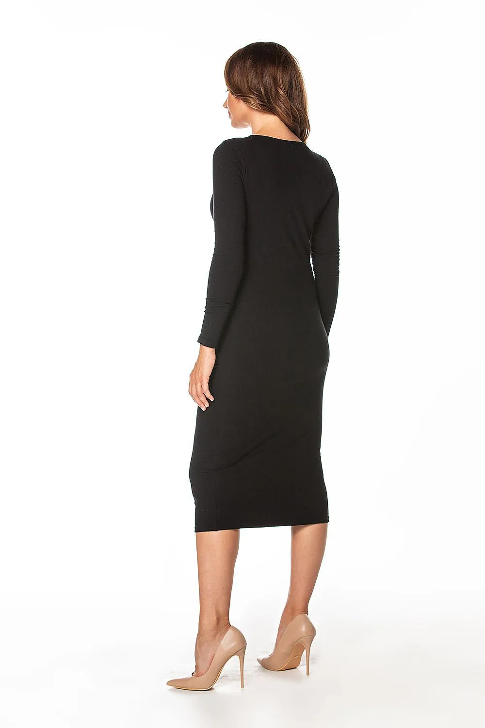 Elegant Fitted Cotton Knit Dress