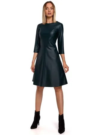 Elegant Fitted Leather Midi Dress