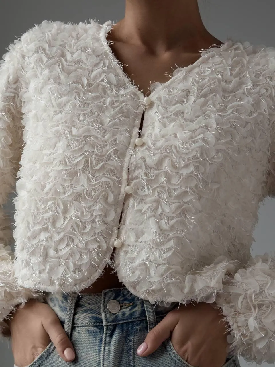Elegant Fluffy Crop Jacket