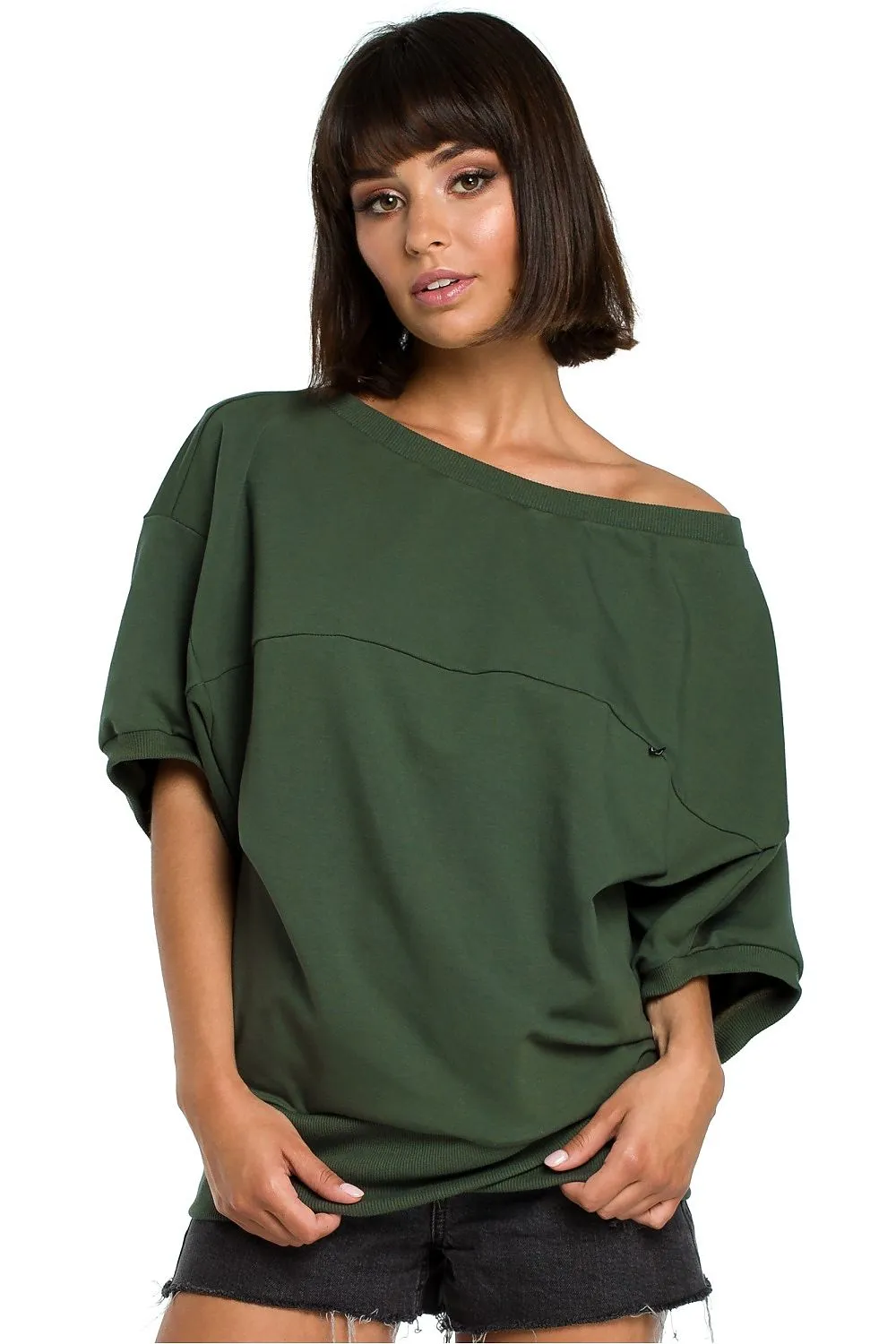 Elegant Oversized Ribbed Sweatshirt
