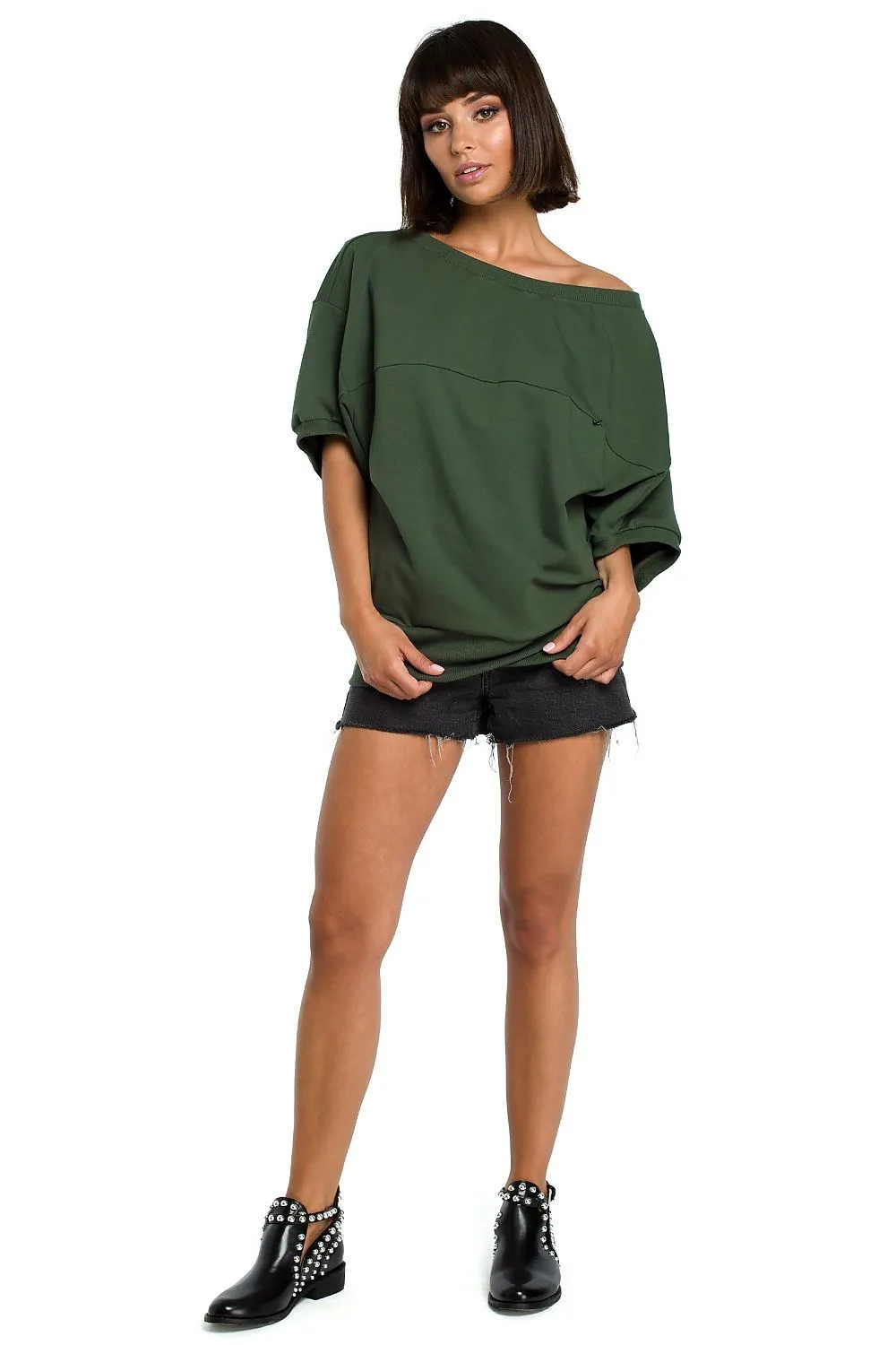 Elegant Oversized Ribbed Sweatshirt