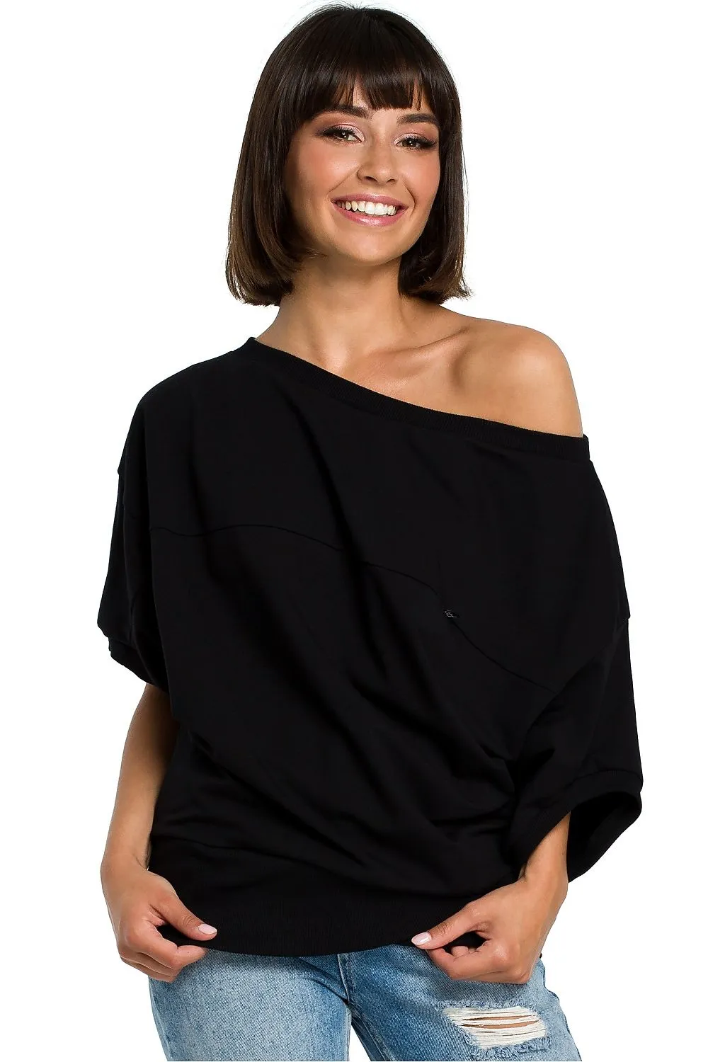 Elegant Oversized Ribbed Sweatshirt