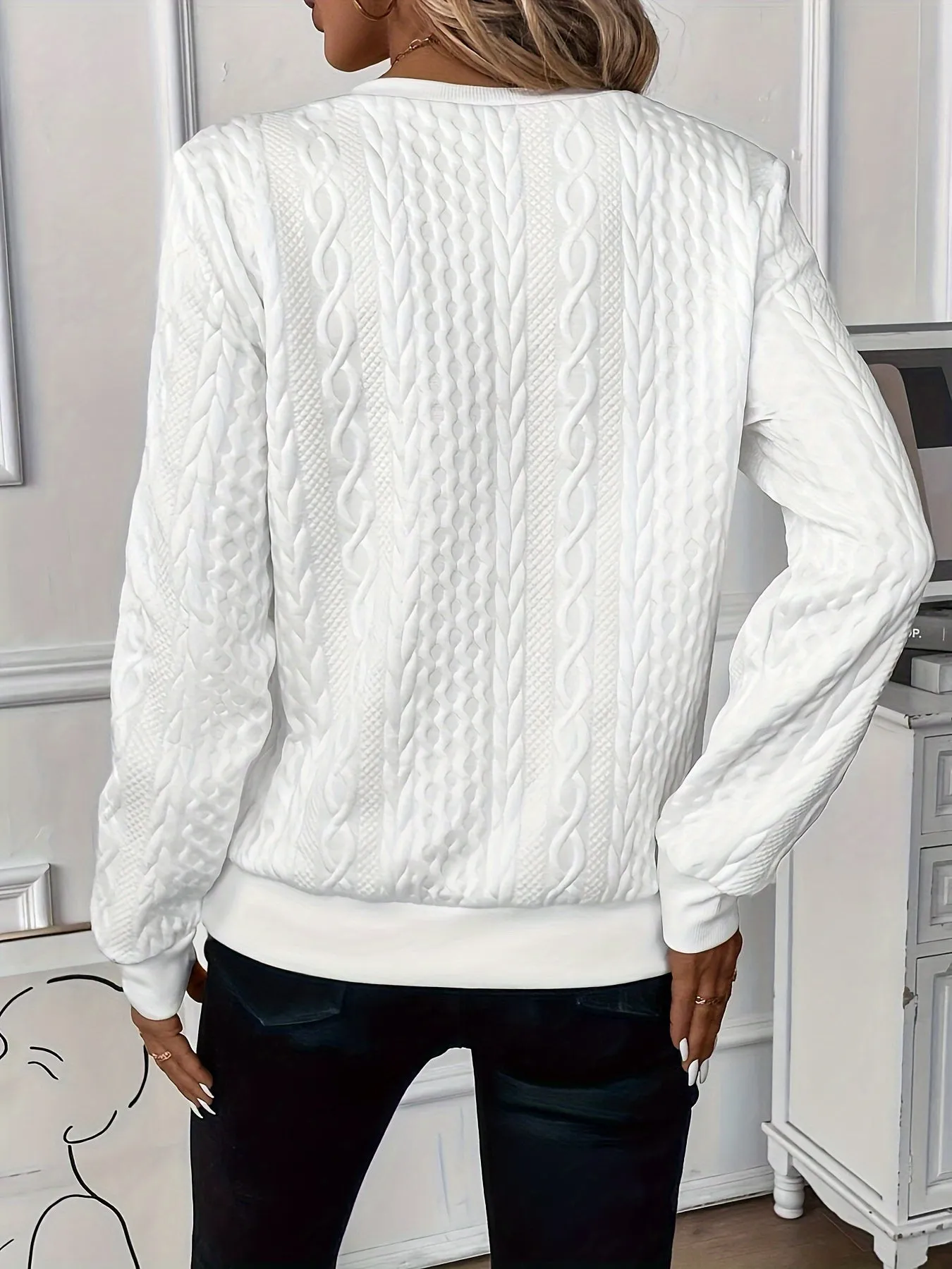 Elise- Textured Quarter-Zip Pullover