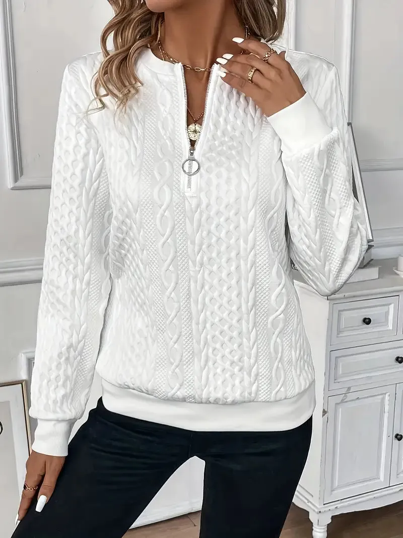 Elise- Textured Quarter-Zip Pullover