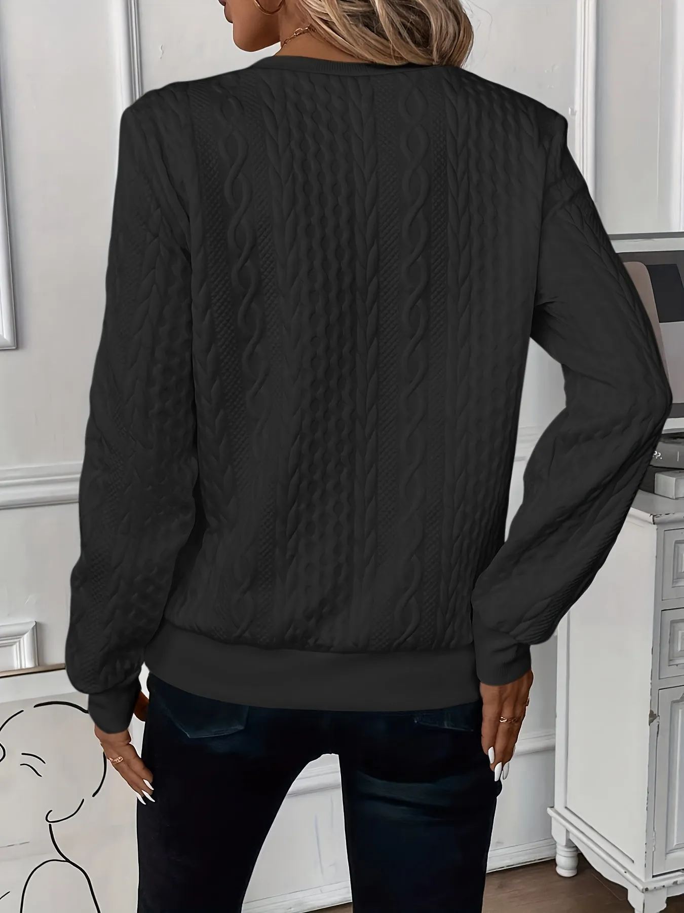 Elise- Textured Quarter-Zip Pullover