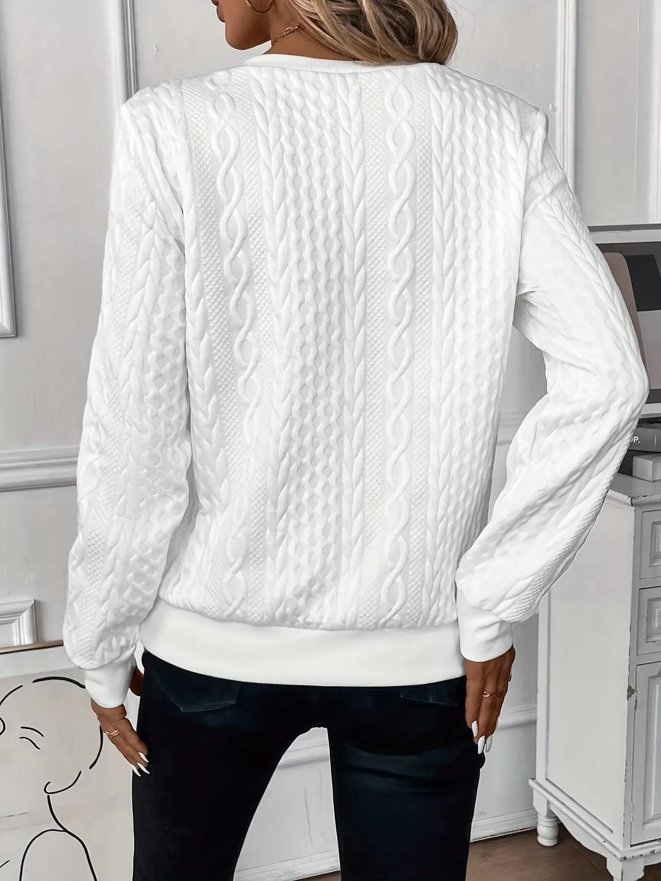 Elise- Textured Quarter-Zip Pullover