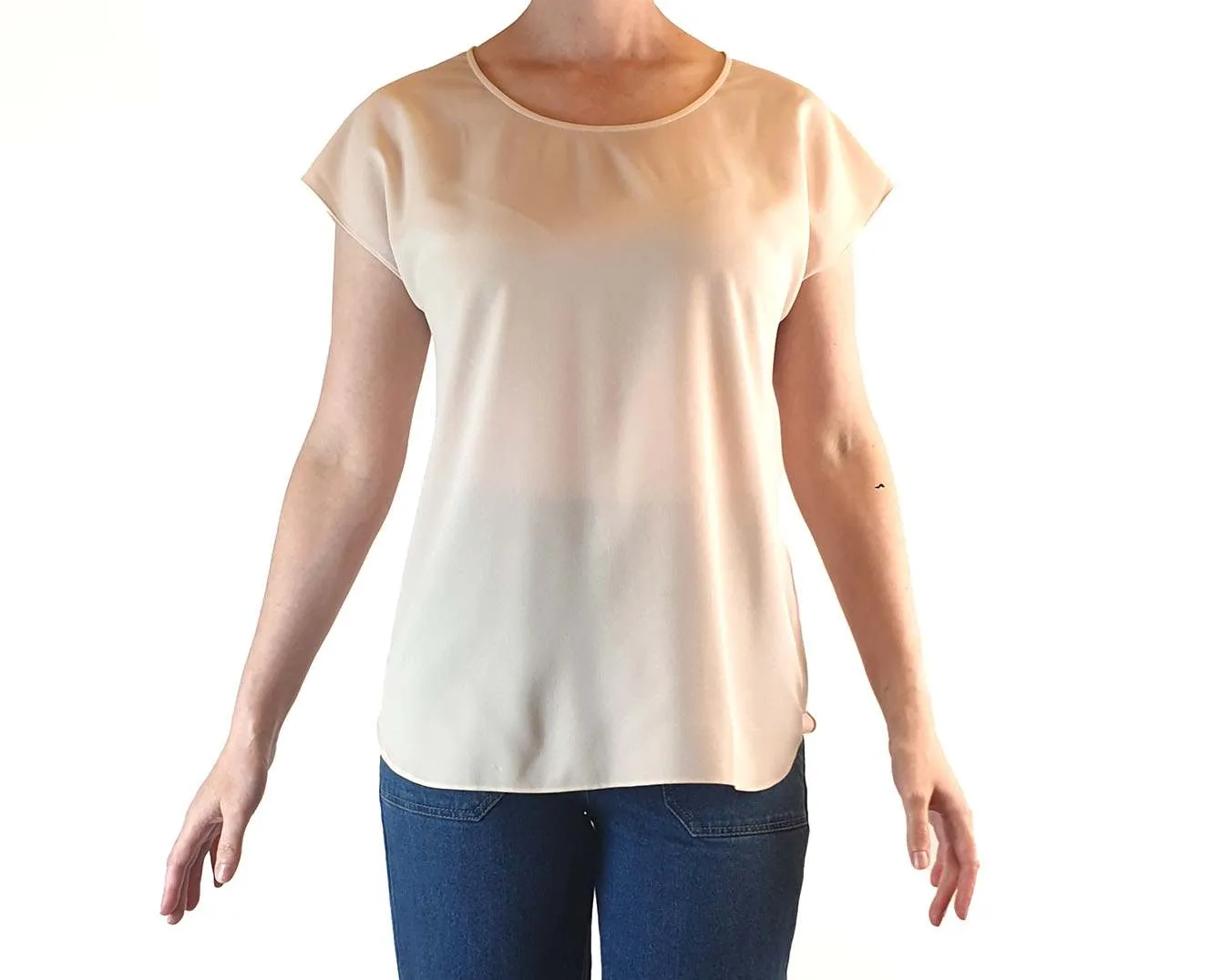 Elk preloved pink semi-sheer top with cap sleeves size XS (best fits size