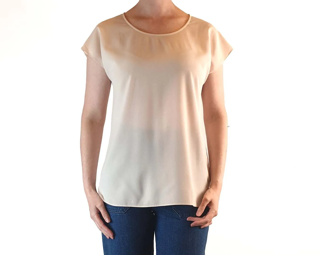 Elk preloved pink semi-sheer top with cap sleeves size XS (best fits size