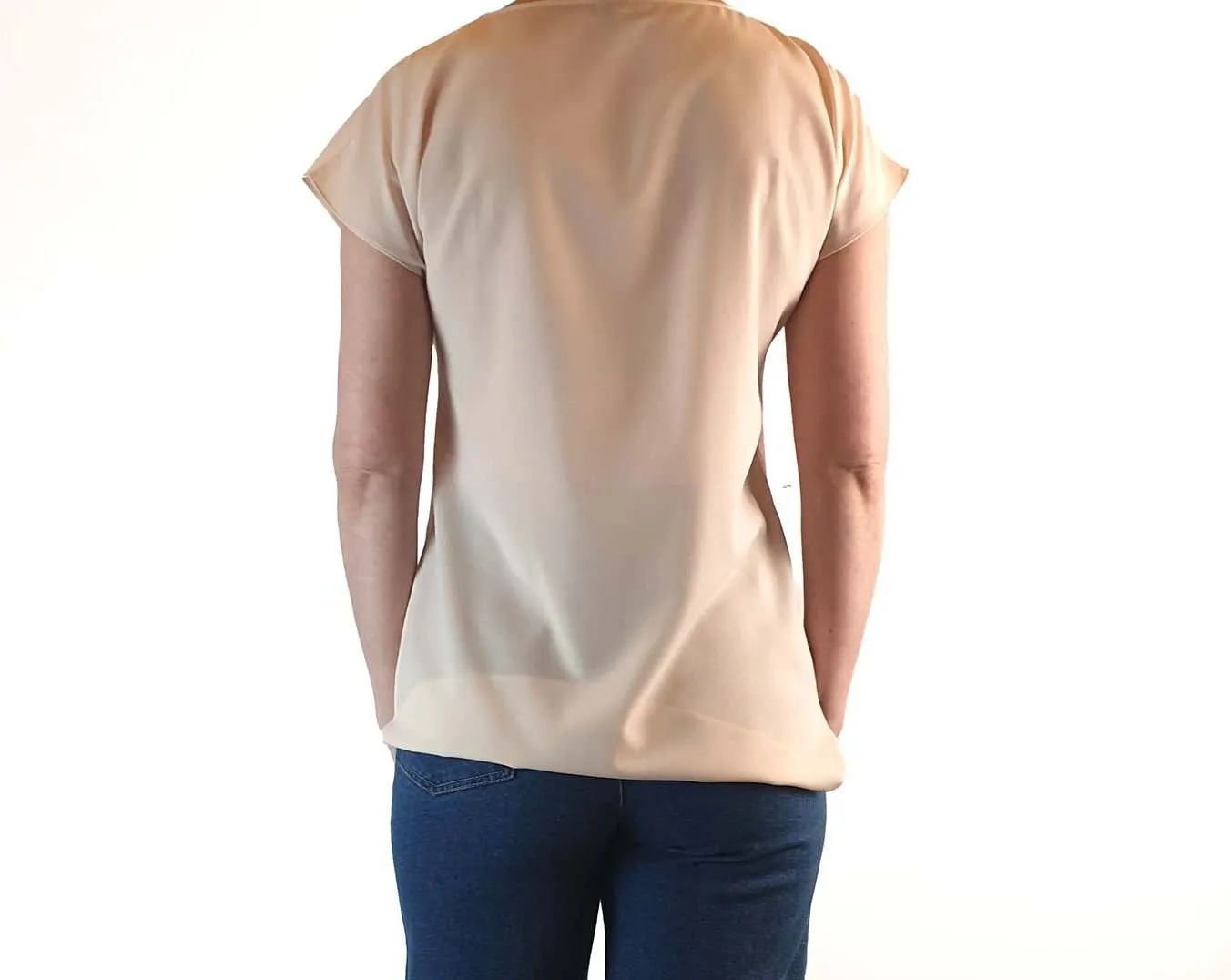 Elk preloved pink semi-sheer top with cap sleeves size XS (best fits size
