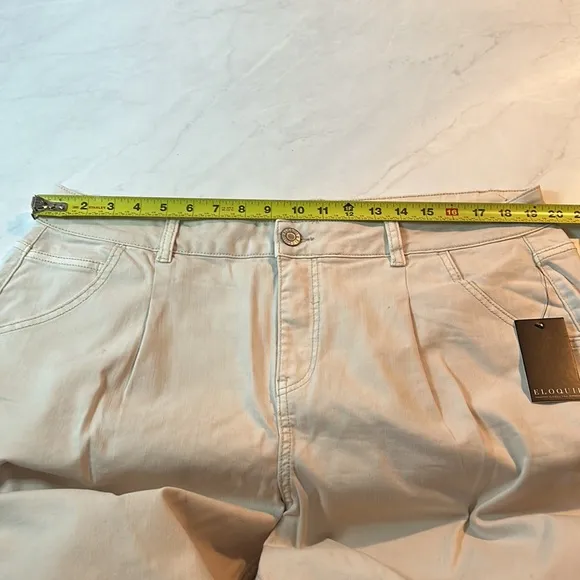 Eloquii Cream Straight Cropped Jeans Boho Plus Comfort Size 14