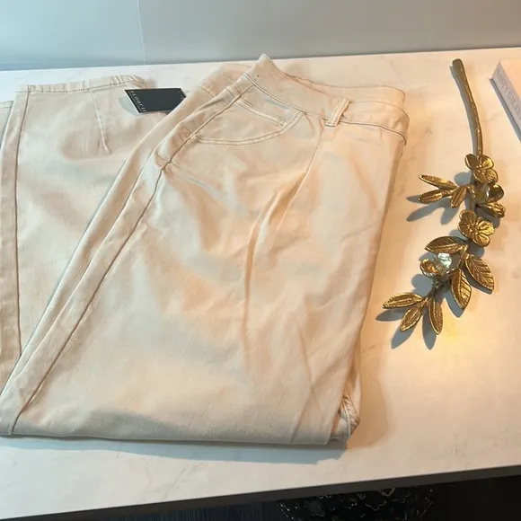 Eloquii Cream Straight Cropped Jeans Boho Plus Comfort Size 14