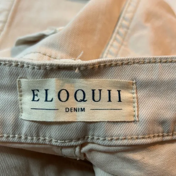 Eloquii Cream Straight Cropped Jeans Boho Plus Comfort Size 14