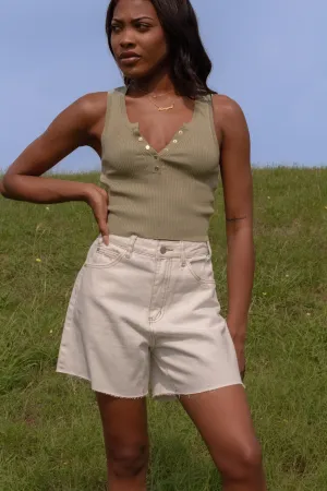 Emilia Ribbed Tank (Olive)