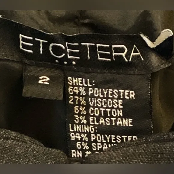 Etcetera Charcoal Gray Black Career Pencil Dress Skirt Women’s 2 XS Lined EUC