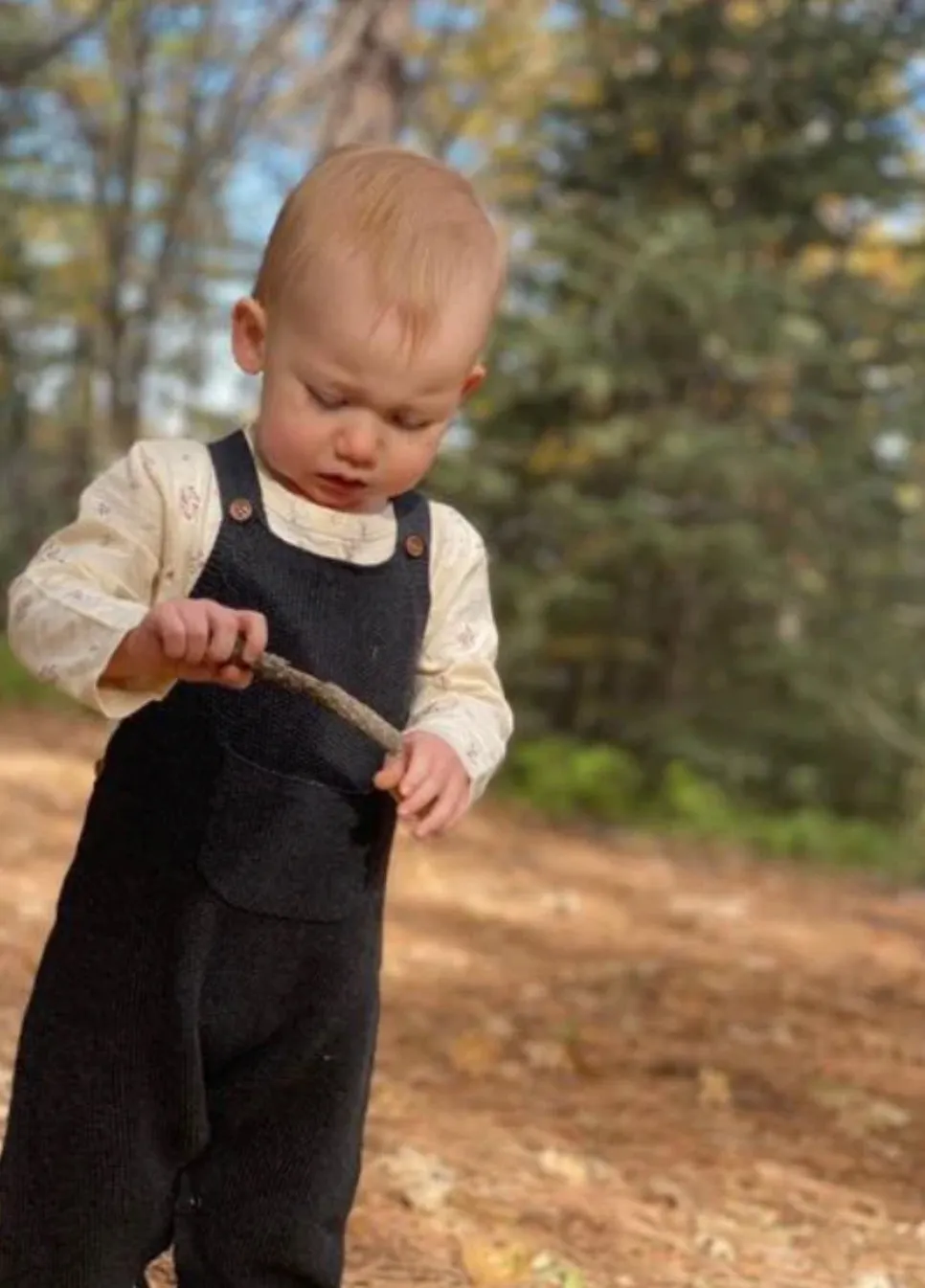 Ettie & H Charcoal Knit Baby Overalls