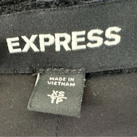 Express Black Button-Front Bouclé Blazer - Classic Sophistication and Chic Style