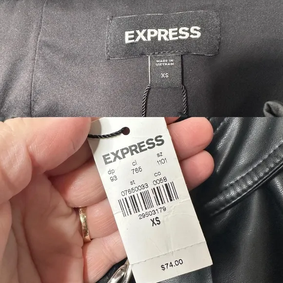 Express Faux Leather Belted Mini Skirt in Pitch Black NEW