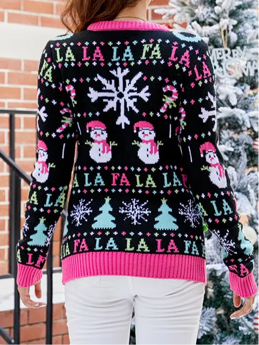 Fa La La Christmas Sweater with Pom Poms
