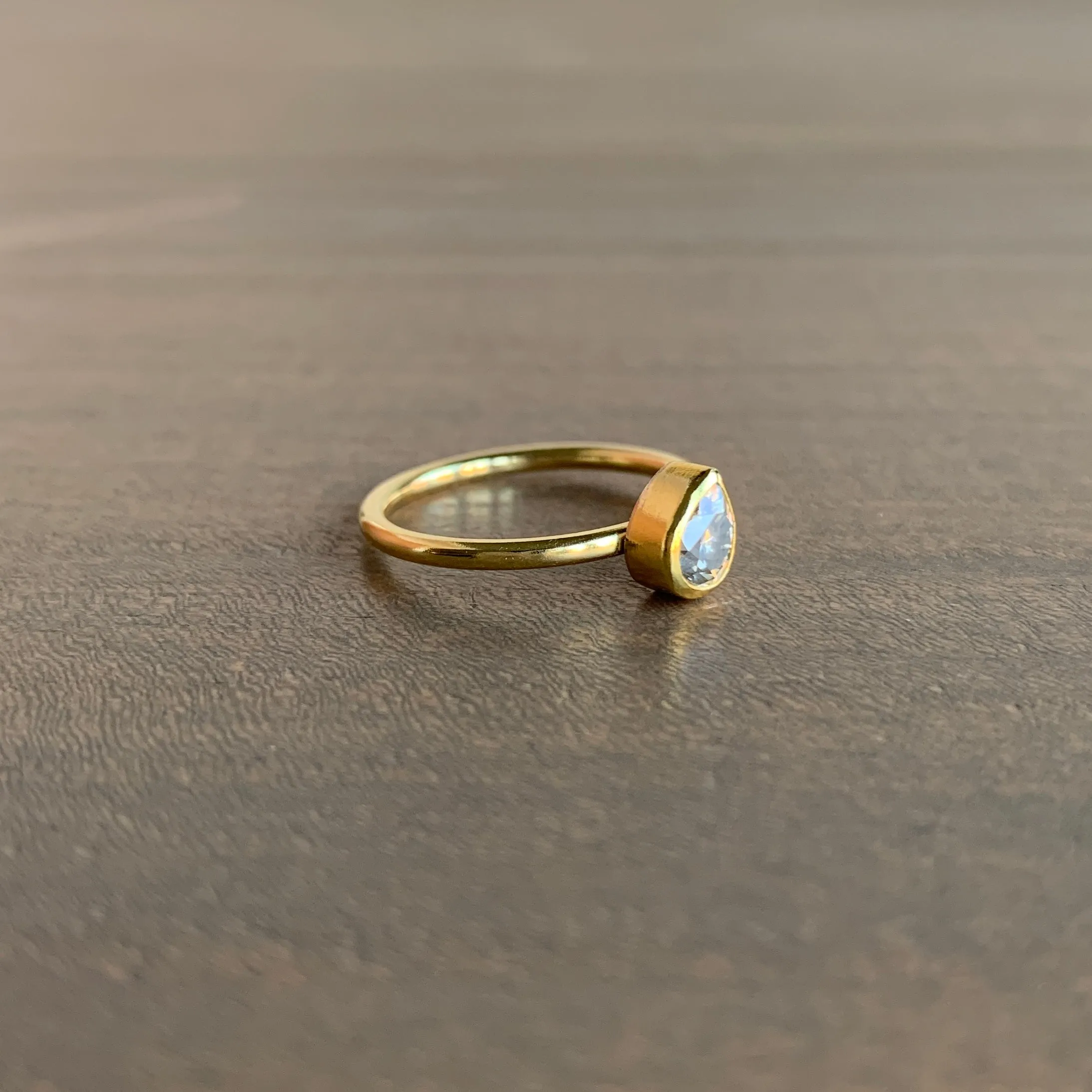 Fancy Grey Diamond Teardrop Offset Ring
