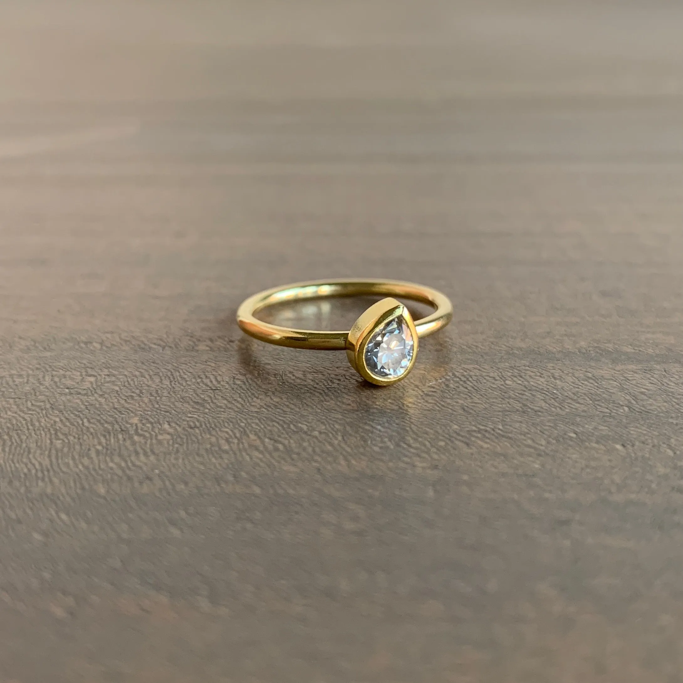 Fancy Grey Diamond Teardrop Offset Ring