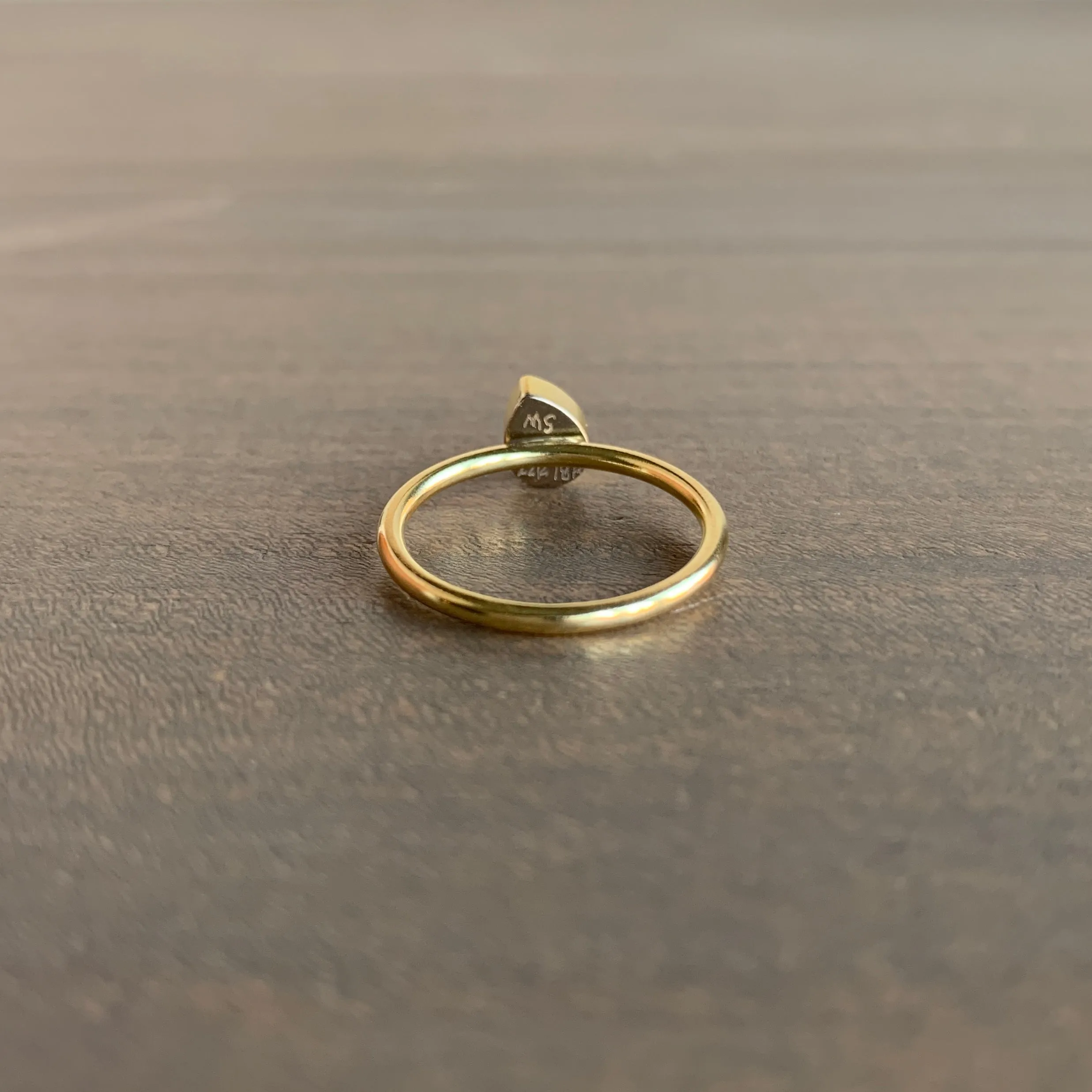 Fancy Grey Diamond Teardrop Offset Ring