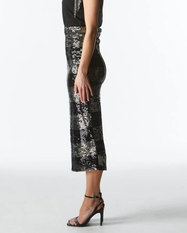 Fate   Becker Wild ones Skirt - Black Gunmetal Stripe