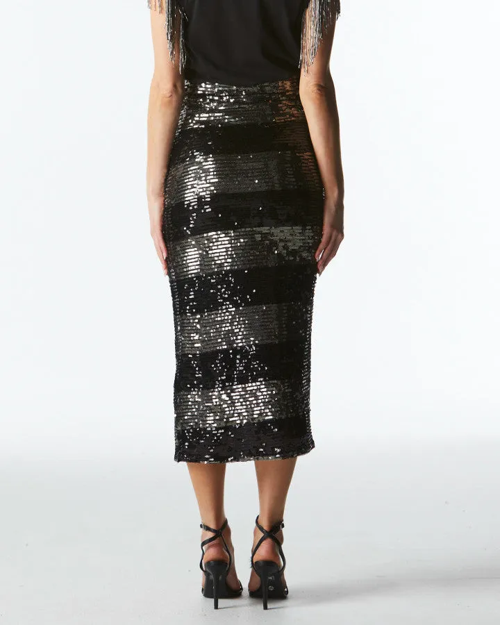Fate   Becker Wild ones Skirt - Black Gunmetal Stripe