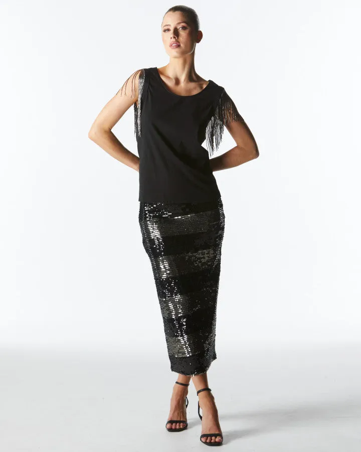 Fate   Becker Wild ones Skirt - Black Gunmetal Stripe