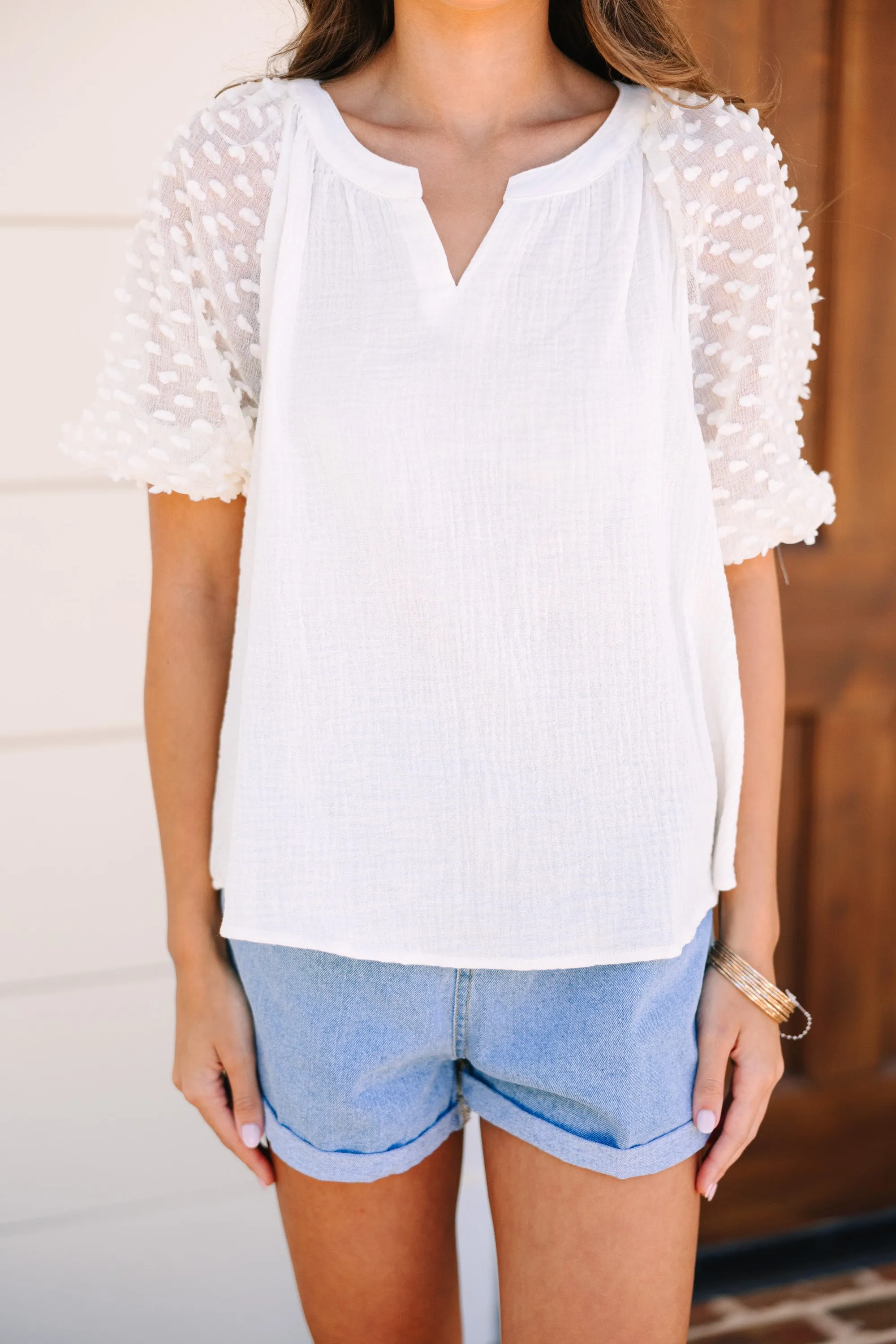 Feeling The Love Cream White Cotton Blouse