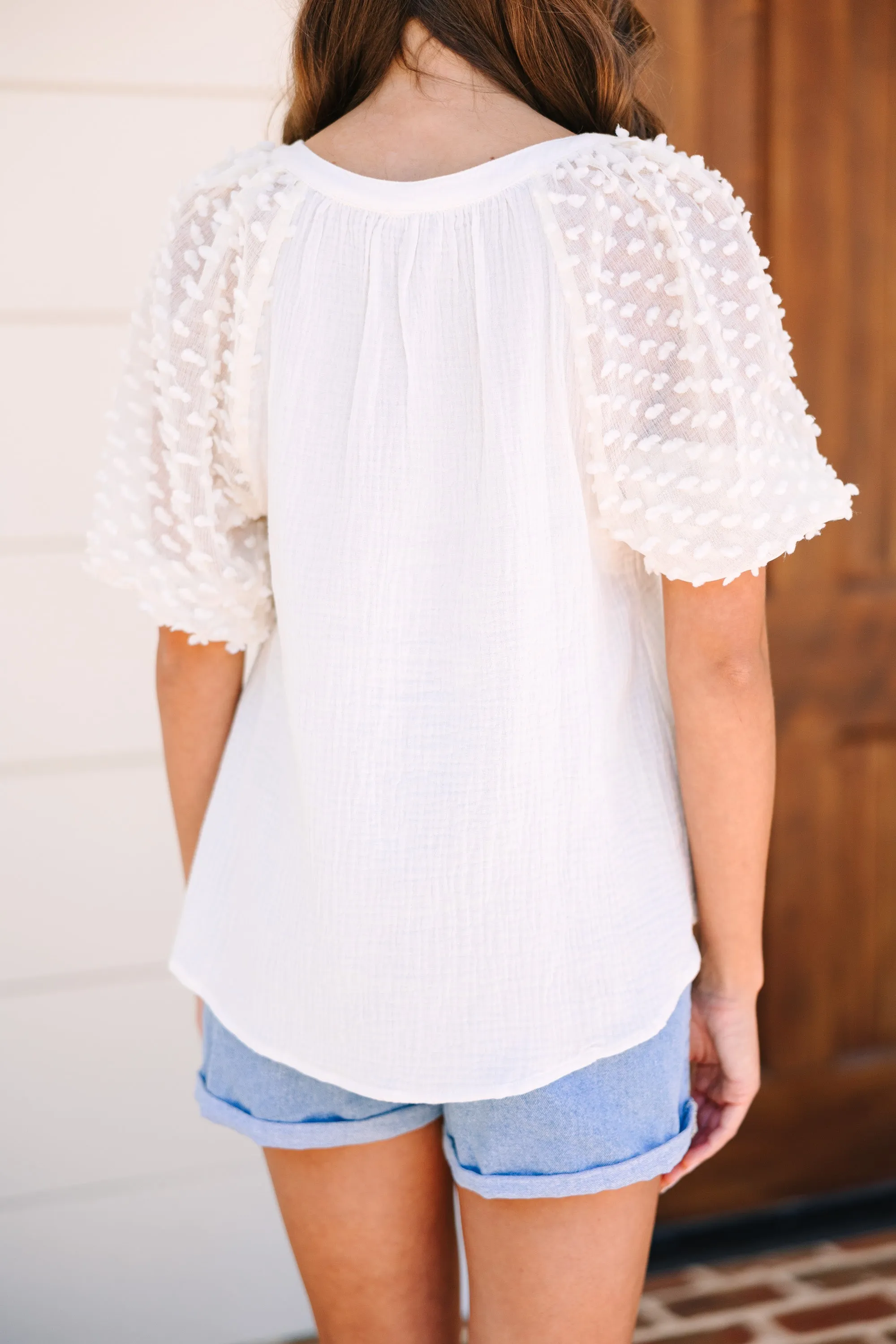 Feeling The Love Cream White Cotton Blouse