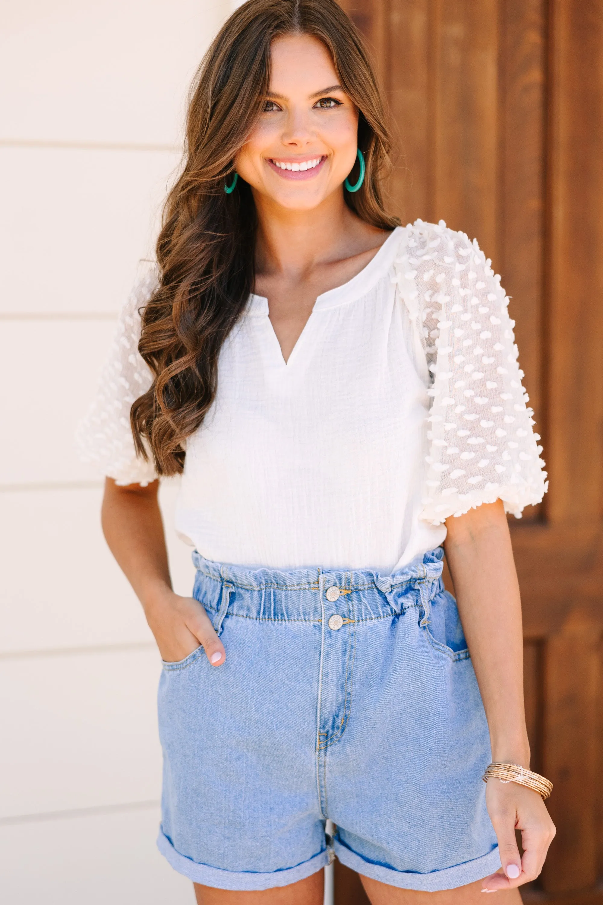 Feeling The Love Cream White Cotton Blouse